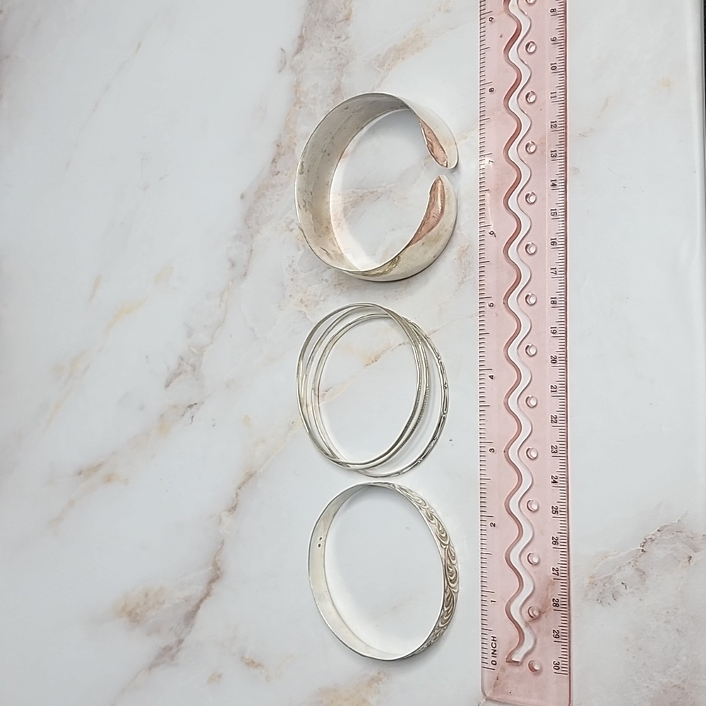 Sterling Silver Bangle Set Bundle - image 7